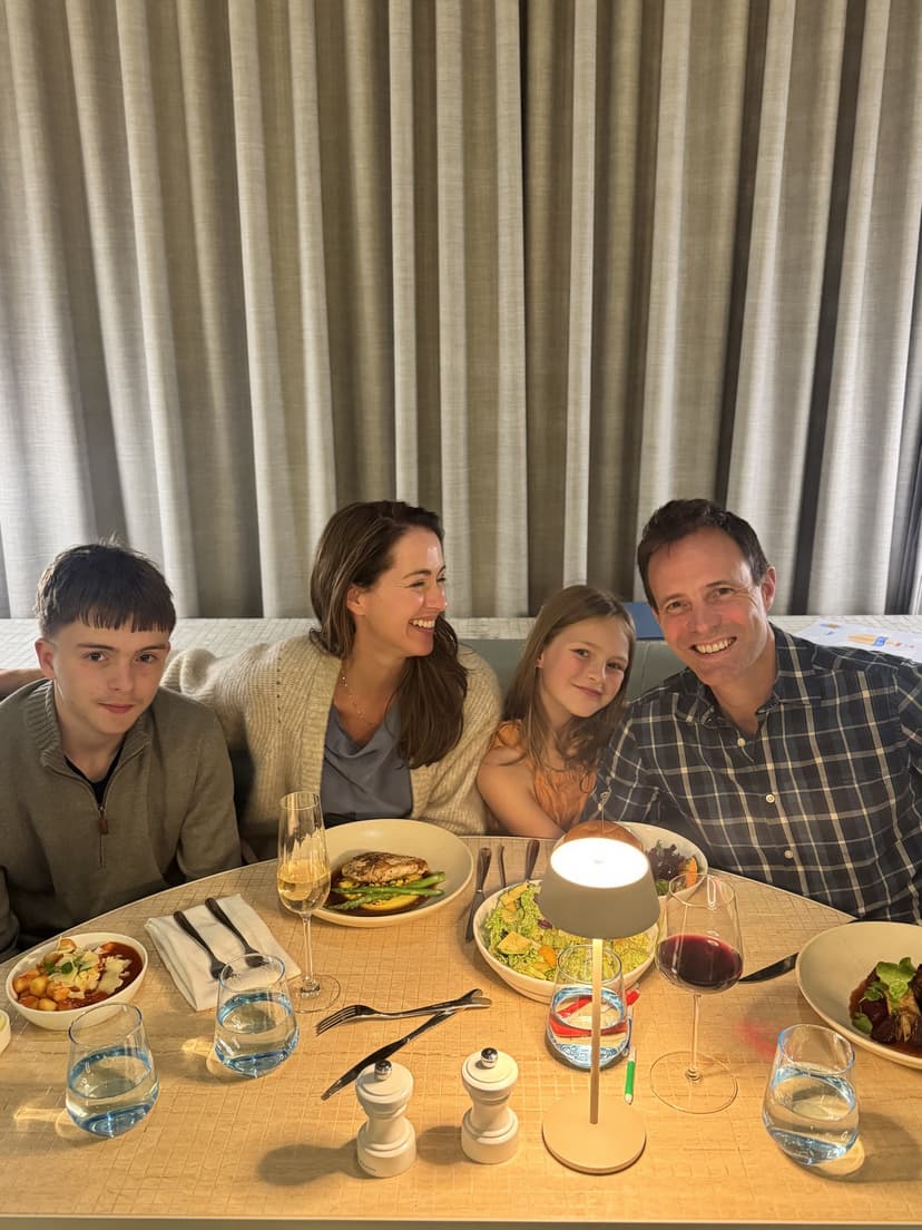 The family at dinner at Shutters Restaurant and Bar, InterContinental Sydney Coogee Beach