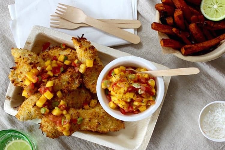 Crispy Coconut Chicken with Mango Salsa