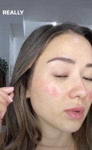 Cheek blush tattoo 14 hours after — left cheek