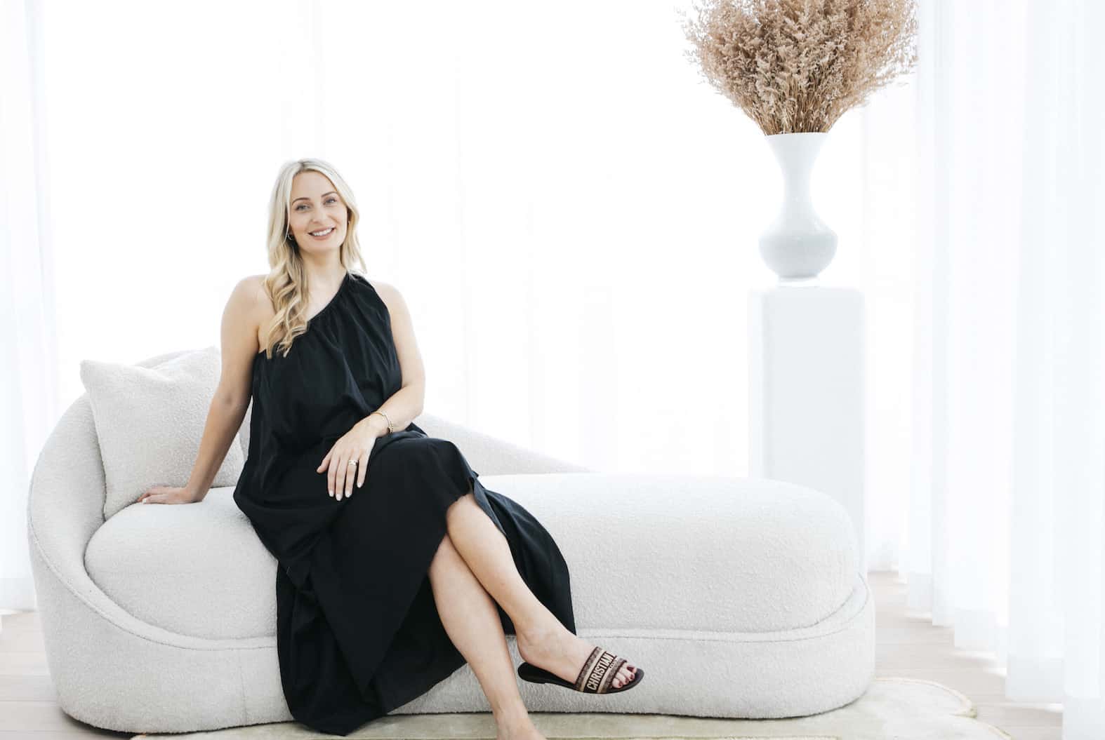 Natalie Ferrari, Sydney beauty expert and founder of The Parlour Room, showcasing her glowing pregnancy skincare routine