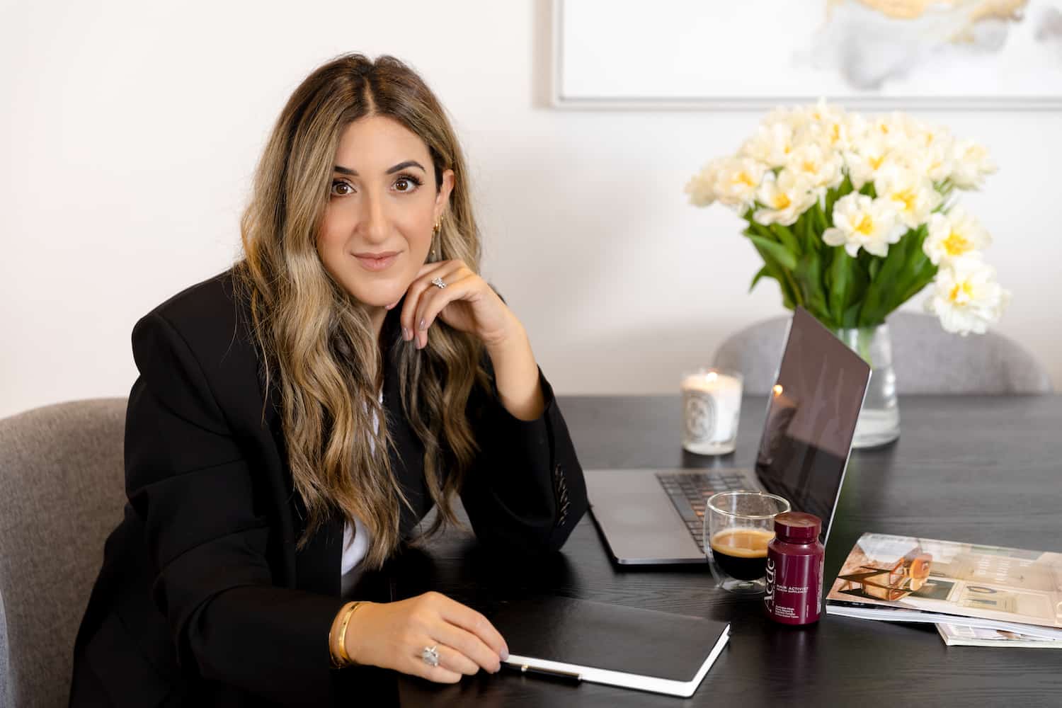 Ruth Robalino, hairdresser and founder of Aéde hair health supplements, in her salon