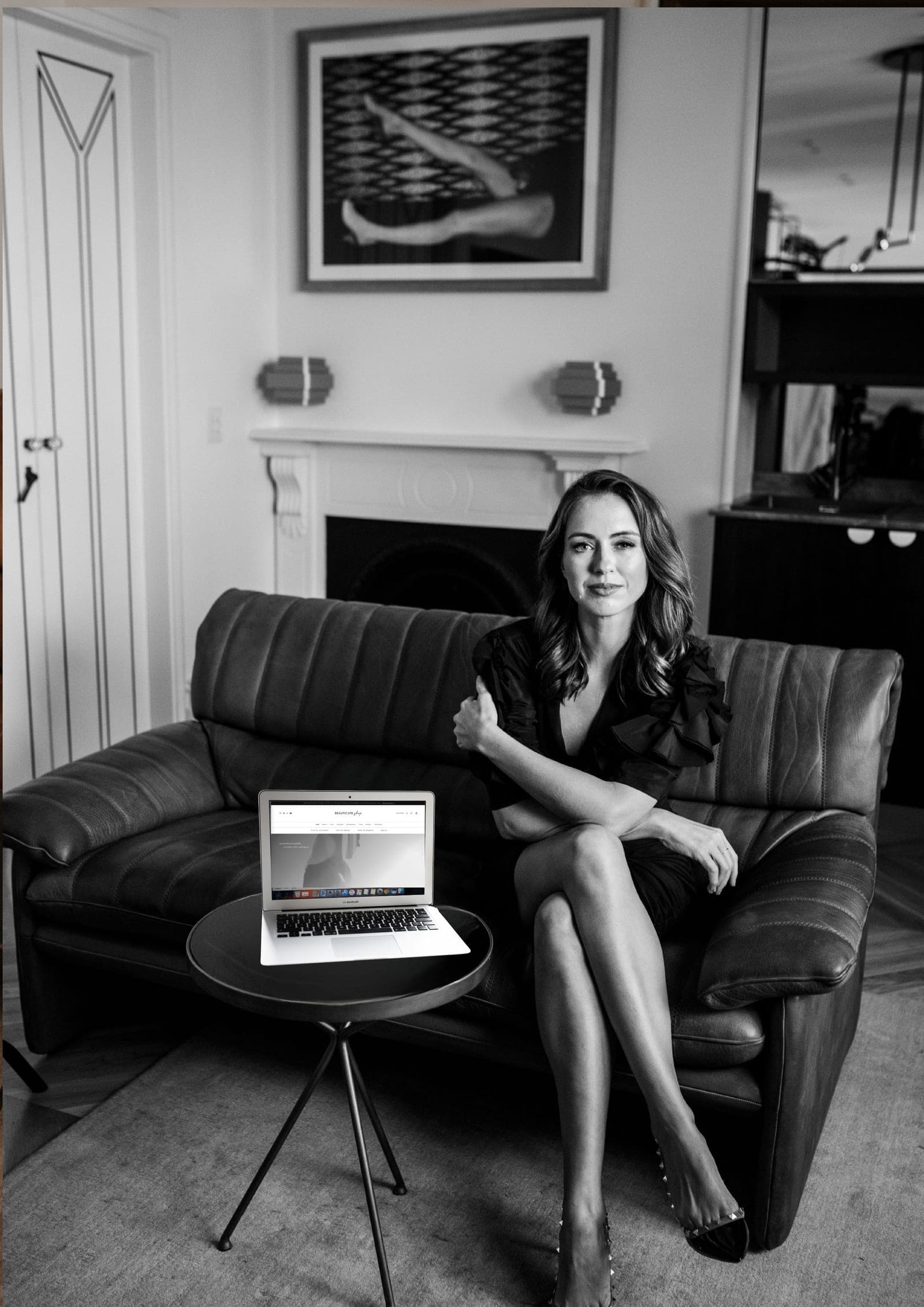 Sigourney Cantelo with the Beauticate Shop open on her laptop