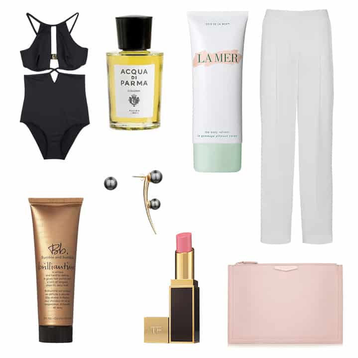 Ephemera Noir Split One Piece, Acqua Di Parma Colonia Fragrance, La Mer The Body Refiner, Stella McCartney Constanza Wide-leg Pants, Ryan Storer Drop Hook Earring with Floating Pearl, Bumble and Bumble Brillantine, Givenchy Medium Antigona Clutch