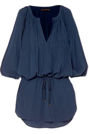 Vix Sara Pintucked Voile Mini Dress