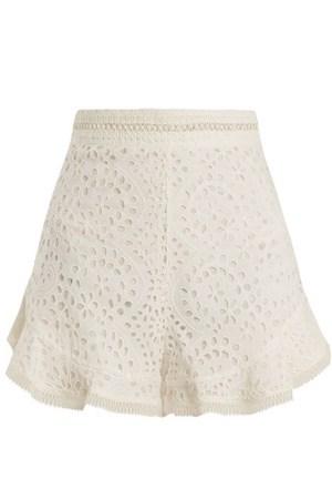 Zimmermann High Waisted Broderie Anglaise Shorts