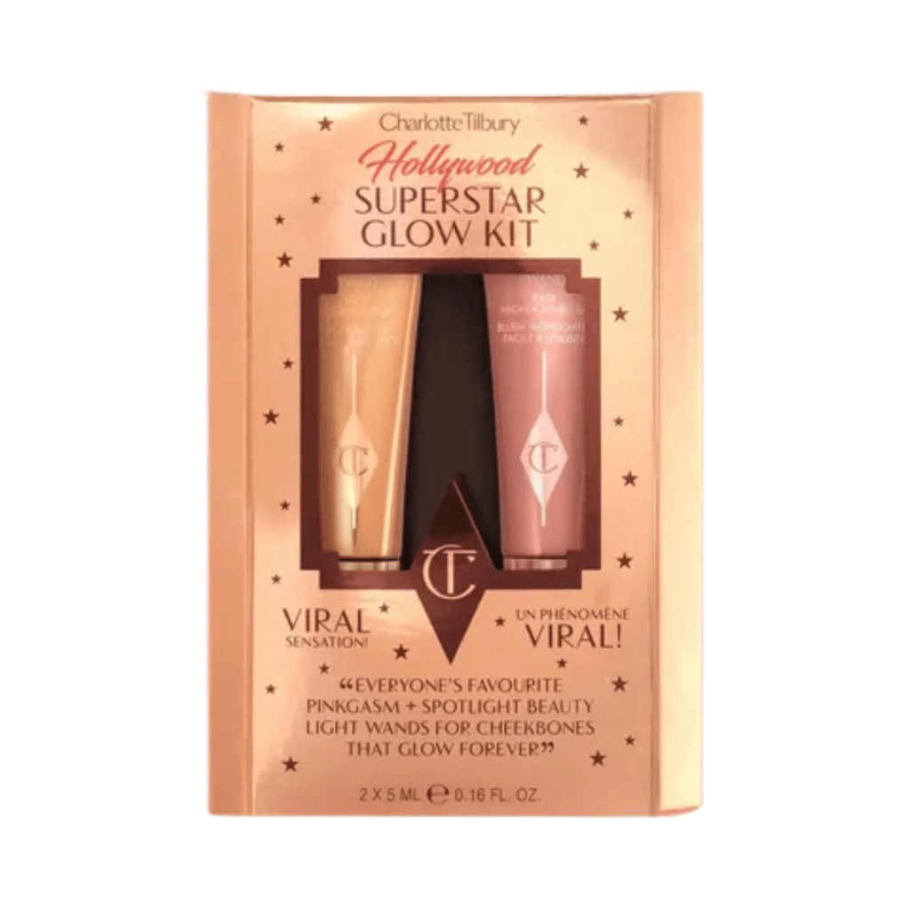 Charlotte Tilbury Hollywood Superstar Glow Kit products laid out