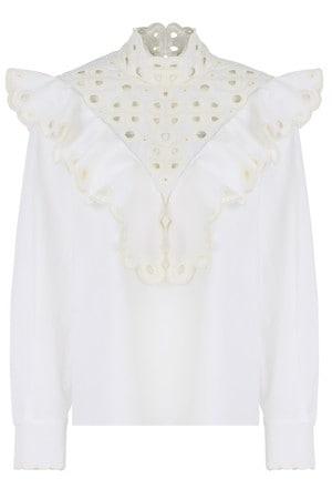 Fendi High Neck Embroidered Blouse