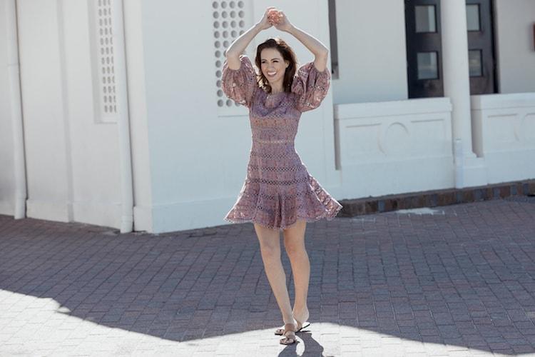 Sigourney Wears Zimmermann Dress and Sol Sana Shoes