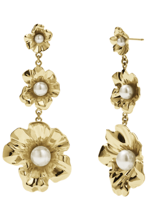 Meadowlark Coral Pearl Drop Earrings