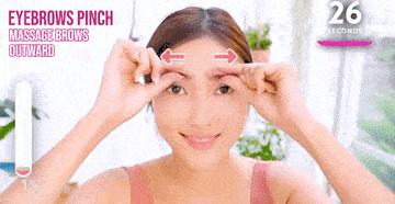2) Use two fingers to massage your temple area in an upward circular motion