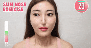 6) Use your finger tips to press the sides of your nose together