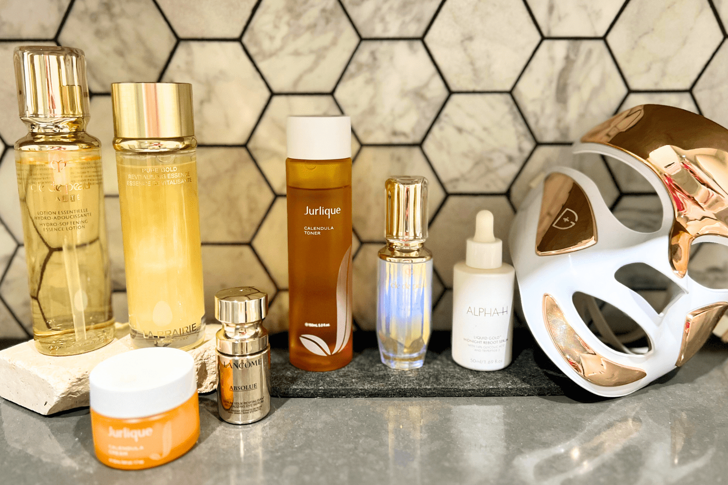 Gold skincare La Prairie Jurlique Dr Dennis Gross LED mask