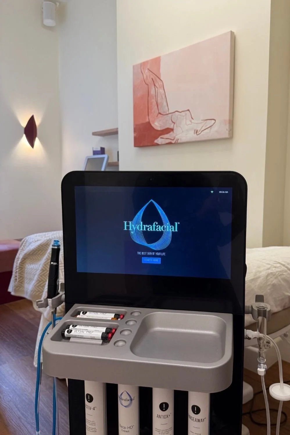 Hydrafacial machine in a treatment room at Rêve Skin + Beauty, Annandale