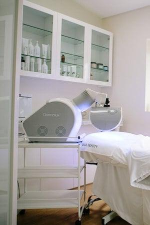 Vaia Beauty clinic interior with warm lighting and wellness displays
