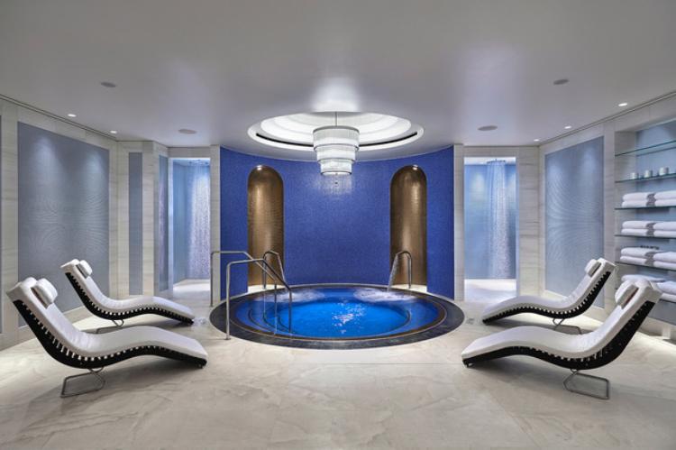 Crown Spa Perth poolside daybeds overlooking the Swan River
