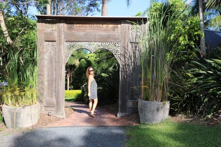 Check in happens at Kukura House through the carved archway