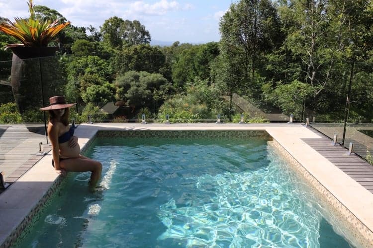 The infinity pool enjoys a spectacular hinterland view