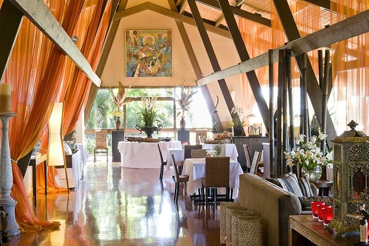 The Kukura House dining room with soaring ceilings