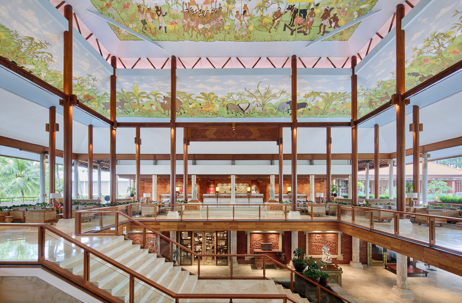Lobby of Paradisus by Meliá Bali with original resort mural