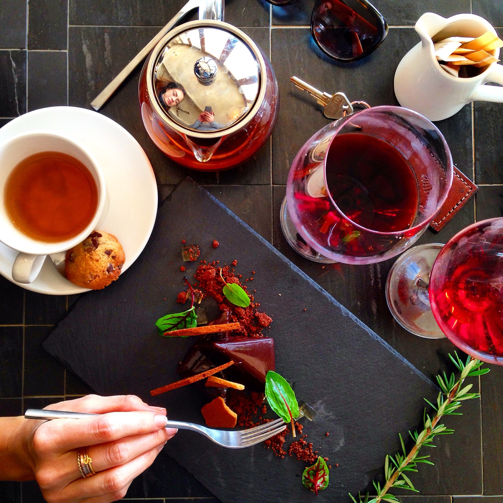 Chocolate dessert and tea at the Wolgan Valley homestead