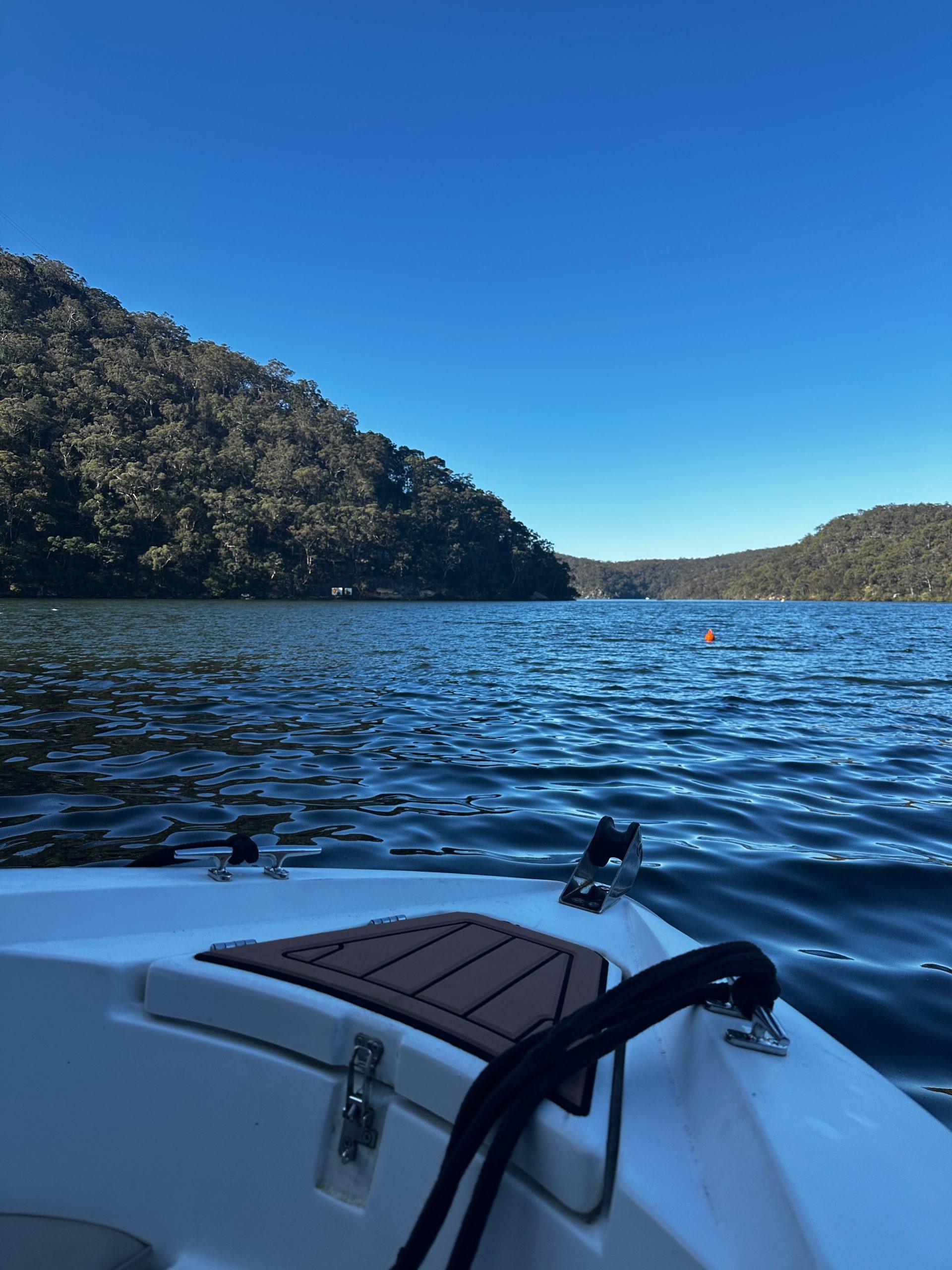 Arrival by boat along the Hawkesbury River to Calabash Bay Lodge, Wild Luxury