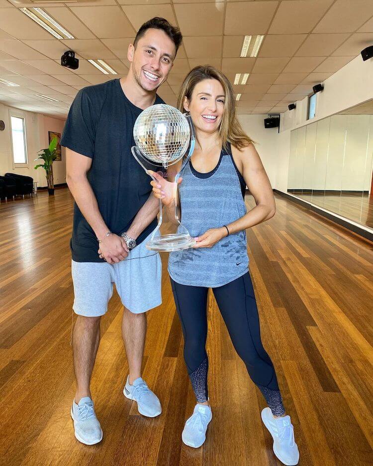 Showing off her hard-won 2005 DWTS trophy