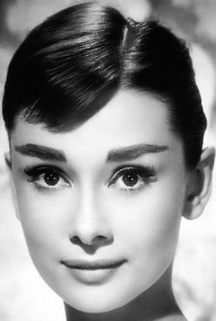 Audrey Hepburn in the 1950s with signature full brows