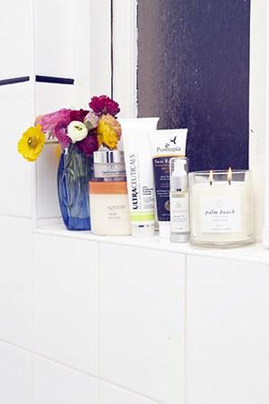 Laura Csortan bathroom with Palm Beach candles