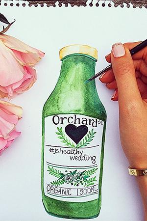 Hannah Grossberg wedding illustration for Jessica Sepel and Orchard St