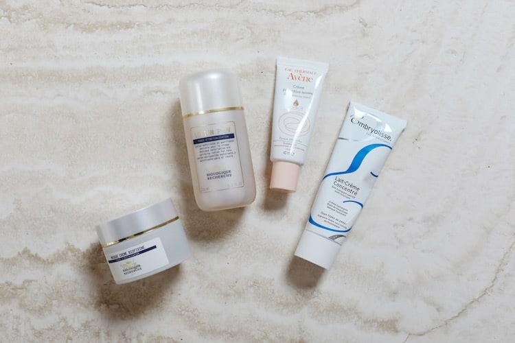 Biologique Recherche Masque Crème Biofixine and Lotion P50V, Avène Day Protector Tinted BB Cream, Embryolisse Lait-Crème Concentré