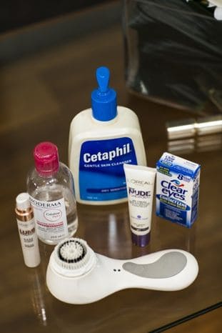 Skincare essentials: Cetaphil cleanser, Bioderma Crealine, Clarisonic and L'Oreal Nude Magique