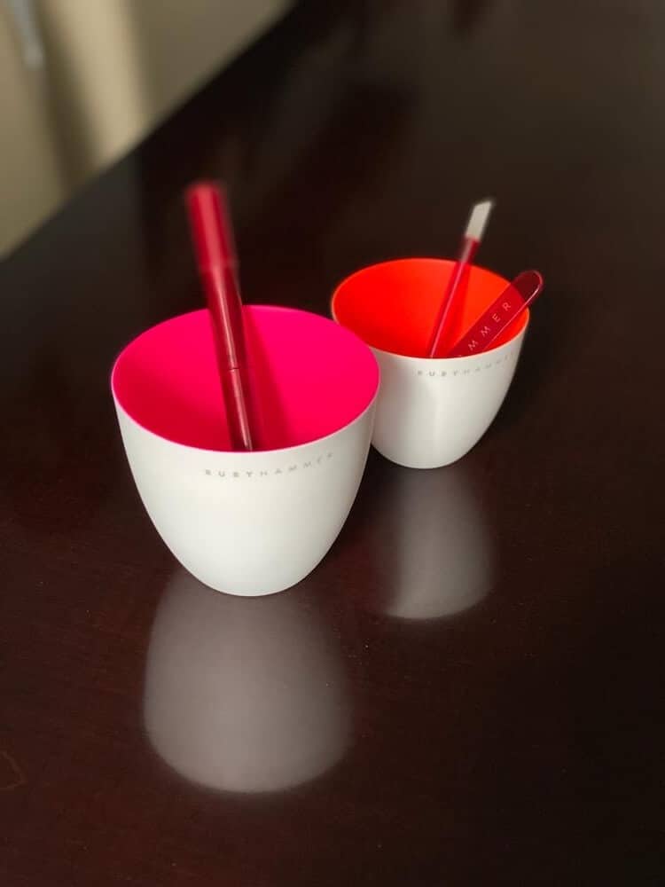 RUBY HAMMER MAGNETIC BRUSH SET AND PORCELAIN BRUSH HOLDERS