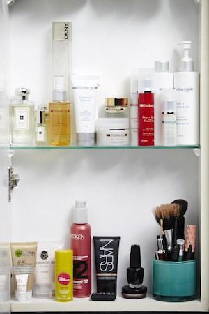 Her Cupboard is Organised Into Skincare and Makeup