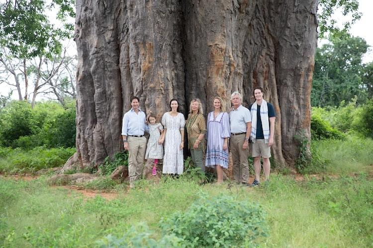 From left to right: Olivia’s husband Ren Grady, daughter Delphina Grady, Olivia, mother Sylvie Chantecaille, sister Alex Chantecaille, father Olivier Chantecaille, brother Philippe Chantecaille