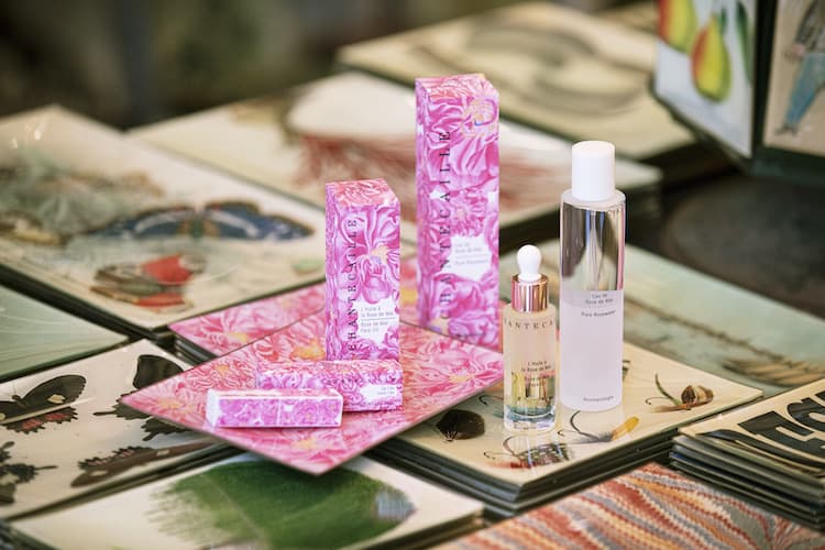 Chantecaille conservation compact collection with wildlife art featuring zebra, cheetah, crane and lion