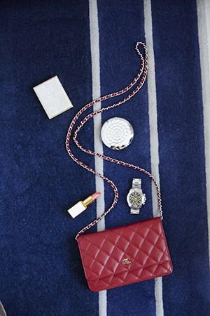 A Quilted Red Chanel Hand Bag Is Part Of Roxy’S Enviable Designer Collection