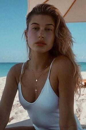 Hailey Bieber portrait, natural beauty