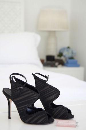 Killer Heels and a Dior Lipstick in Her Crisp White Bedroom