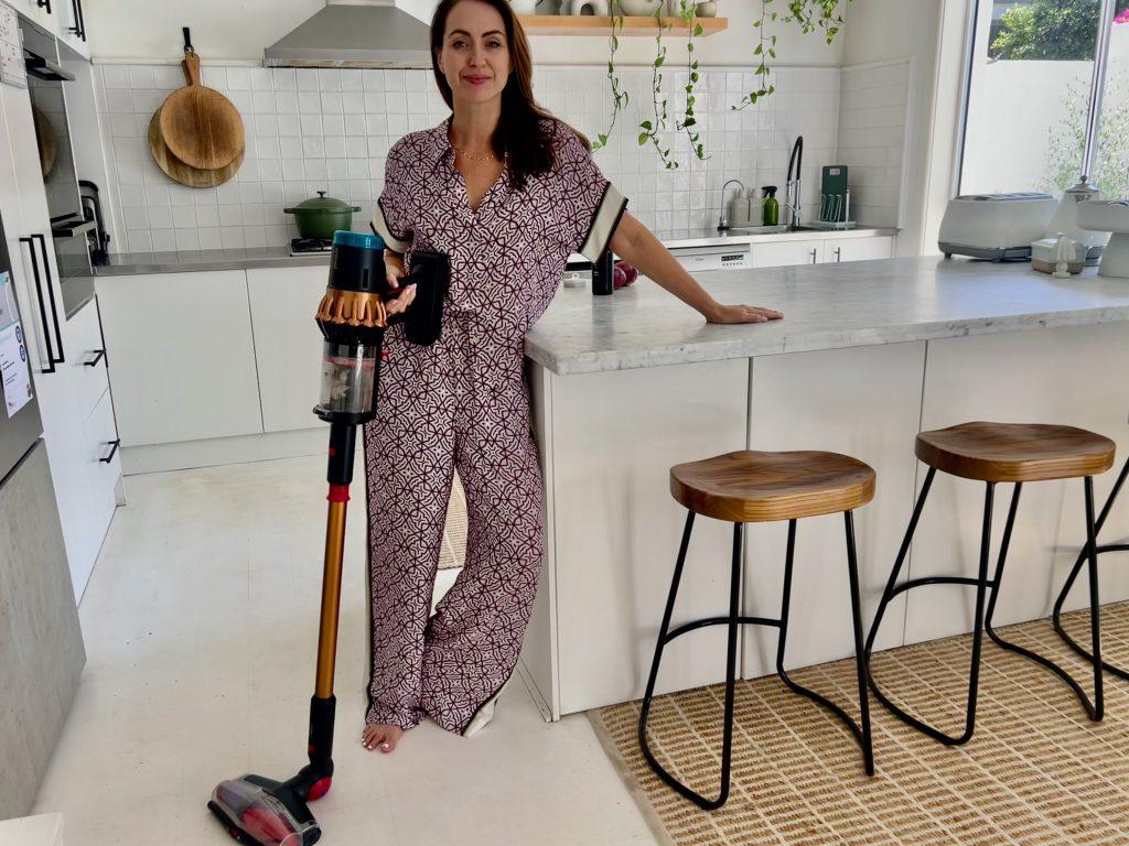 woman holding Dyson