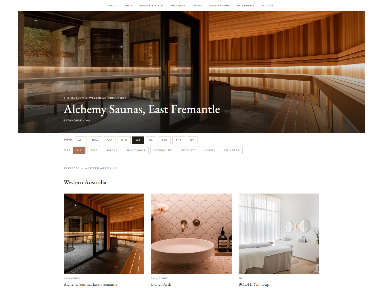 The Beauty and Wellness Directory — spas, salons and clinics across Australia