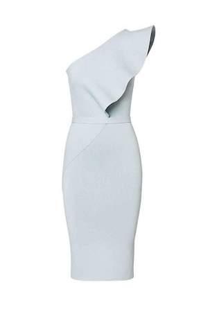 Scanlan Theodore Crepe Knit Ruffle Dress