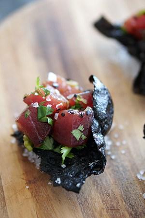 Add Some Guilt-free Calories to Your Nori Chips with These Delicately Scrumptious Tuna Tartare Nori Bites by Honestly Yum