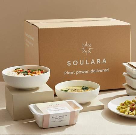 Soulara plant-based meal delivery with colourful nourishing dishes