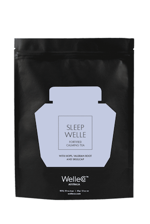 WelleCo Sleep Welle Calming Tea tin on white background