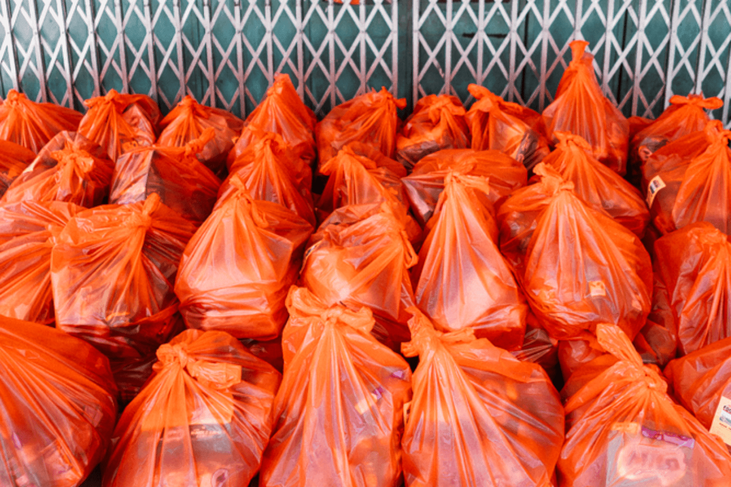 Kuching Aid Food Donations in Orange Bags