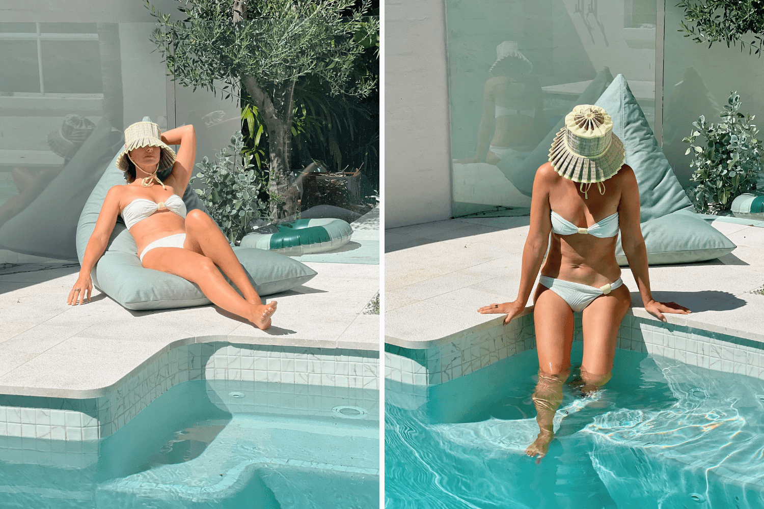 Sigourney Cantelo by the Pool with Hat