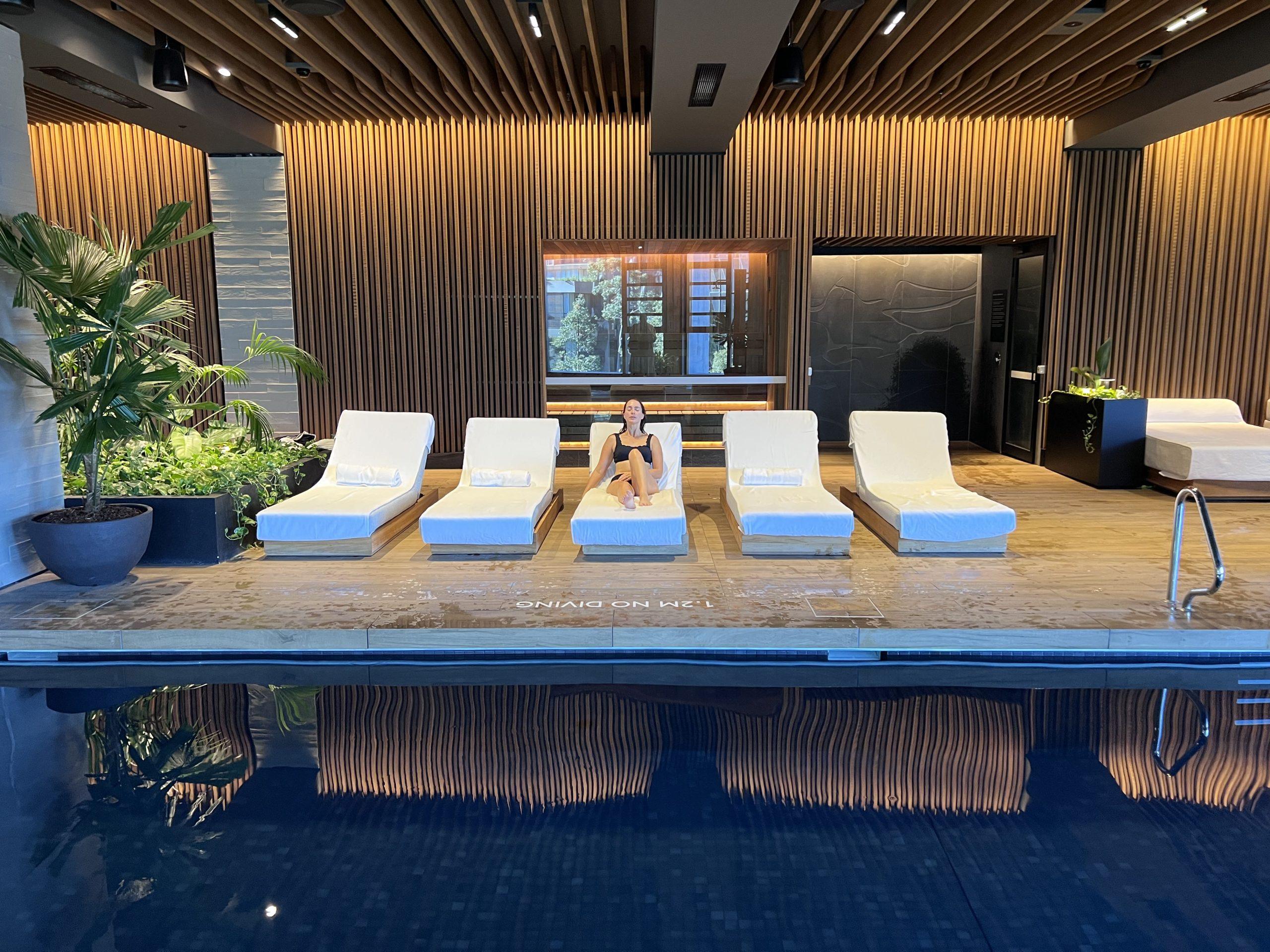 Indoor spa pool with natural light