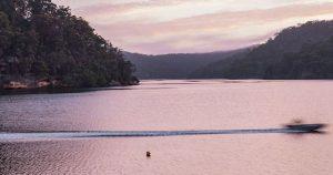 Hawkesbury River at dusk from Calabash Bay Lodge, Wild Luxury, NSW Australia