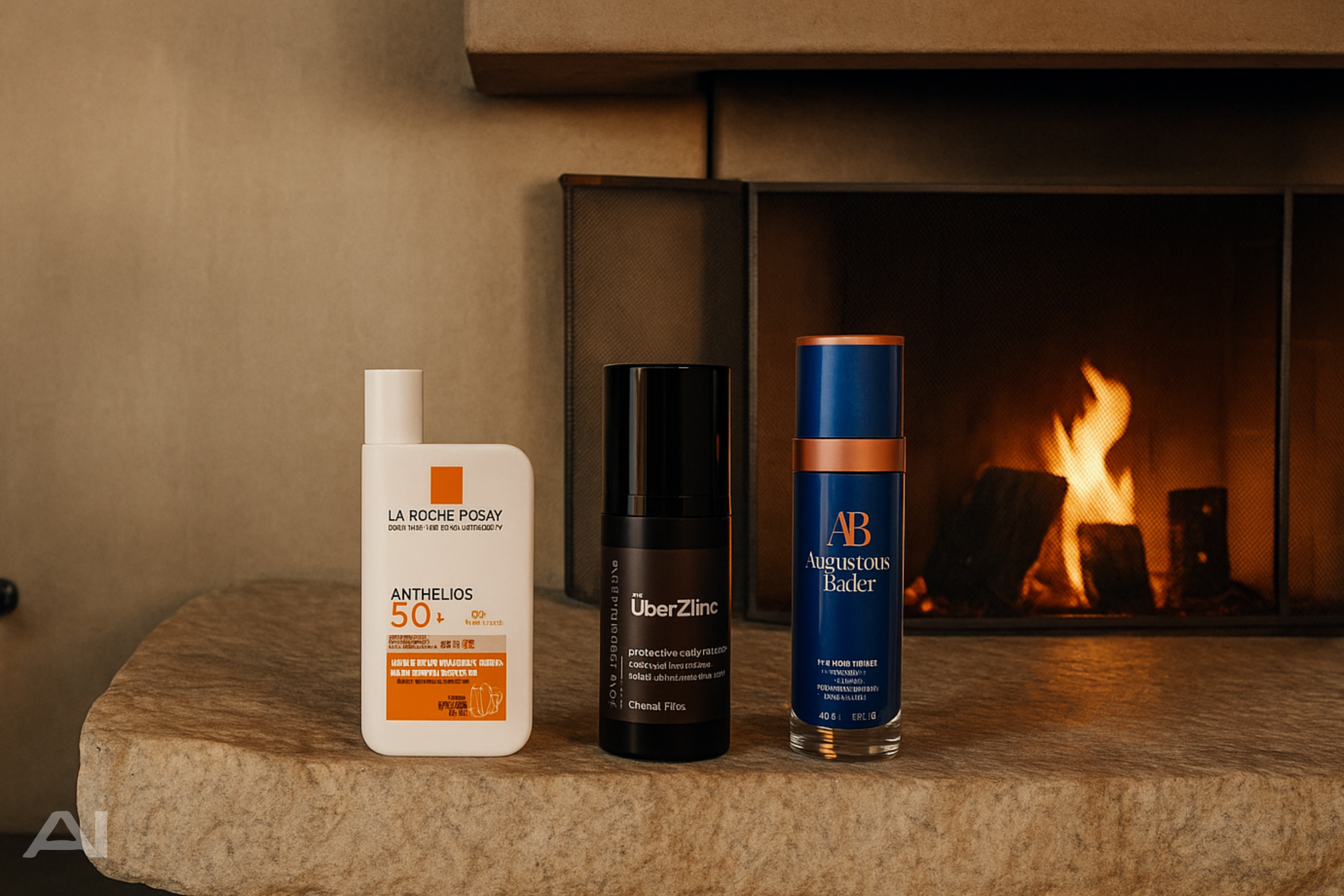 beauty products in front of fire
