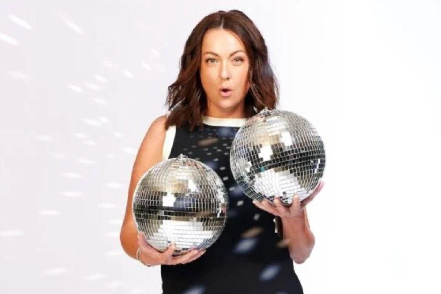 Celeste Barber juggling disco balls